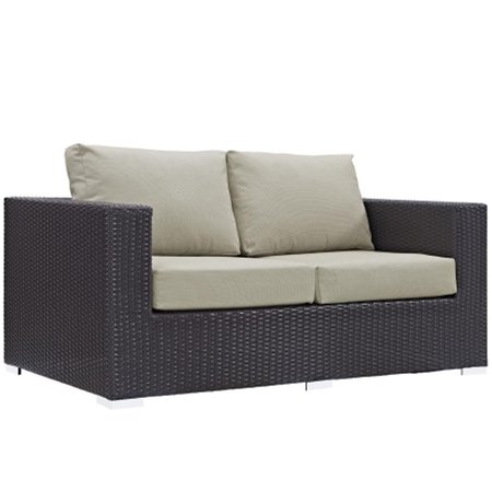 EAST END IMPORTS Convene Outdoor Patio Loveseat- Espresso Beige EEI-1907-EXP-BEI